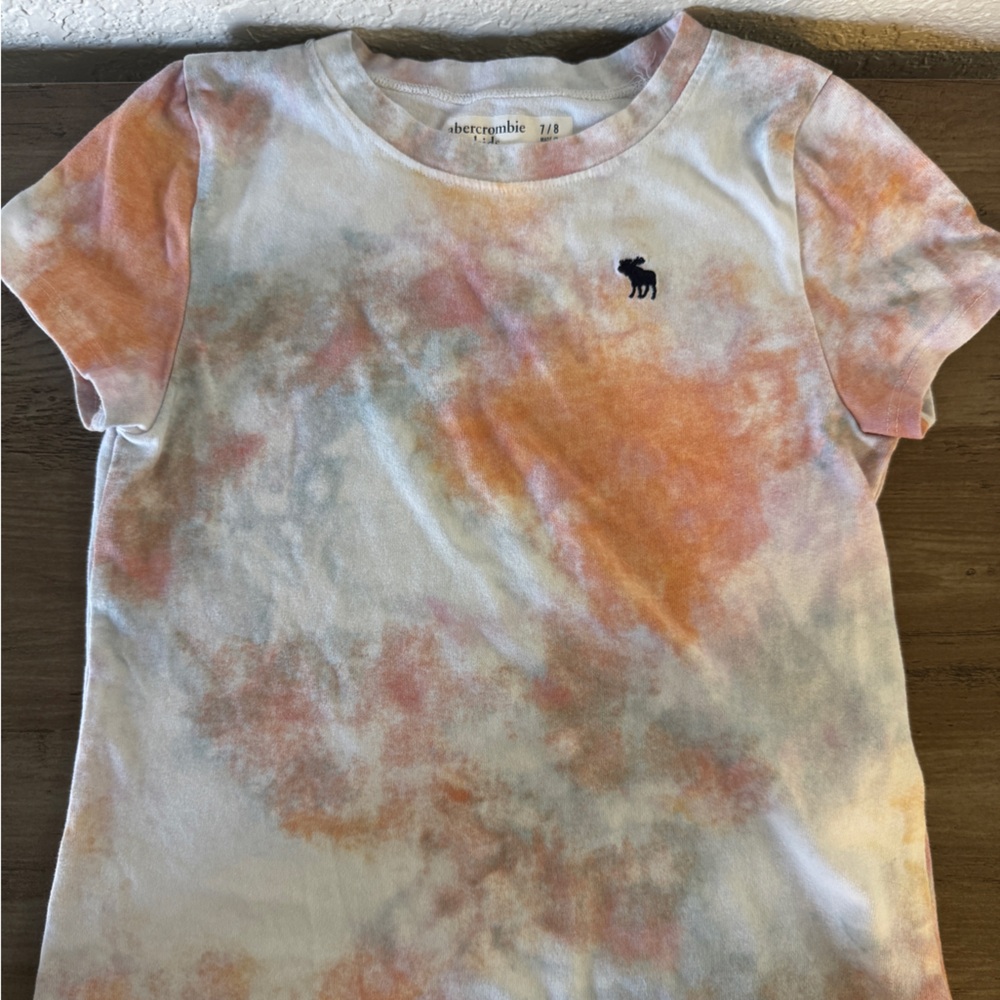 abercrombie kids Orange, White & Gray Tie-Dye Short Sleeve Tee
